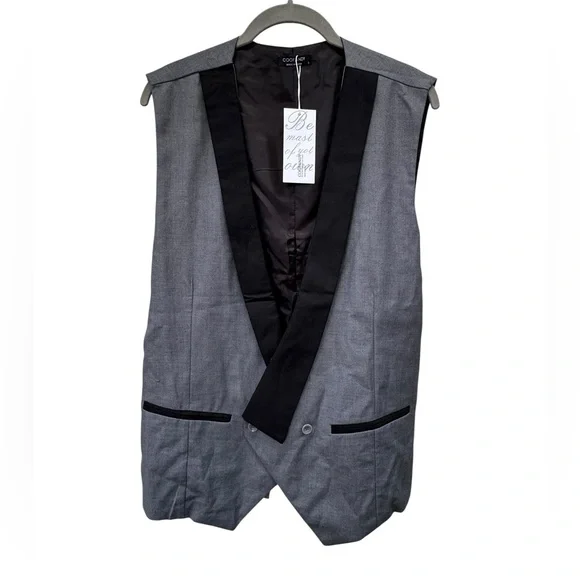 Coofandy Gray and Black Vest with Peaked Lapels size Large - Picture 1 of 5